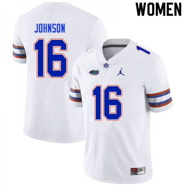 Women #16 Tre'Vez Johnson Florida Gators College Football Jerseys White
